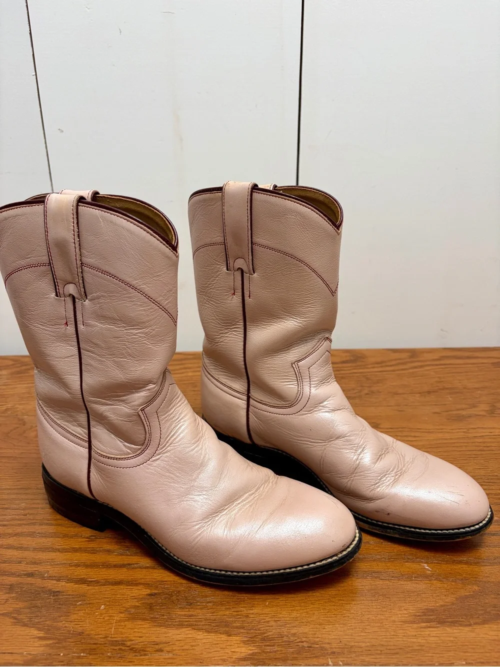 Justin Vintage Dusty Pink Roper Cowboy Boots - Girls Size 4